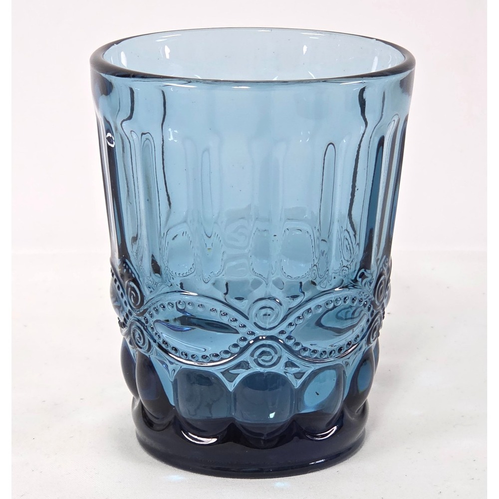 Blue‎ Eye Winker Flat Tumblers 8 oz Glass Mosser Wright Vintage Glassware